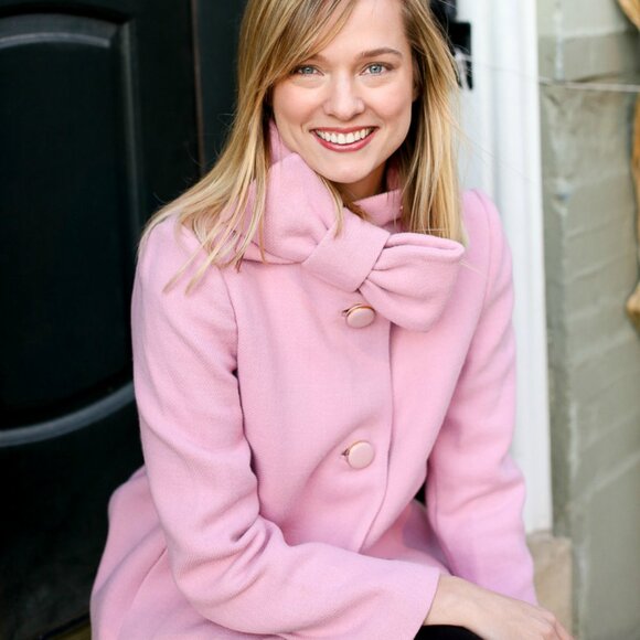 Kate Spade New York Bow Neck Wool Coat Black Size 10 - Picture 3 of 8